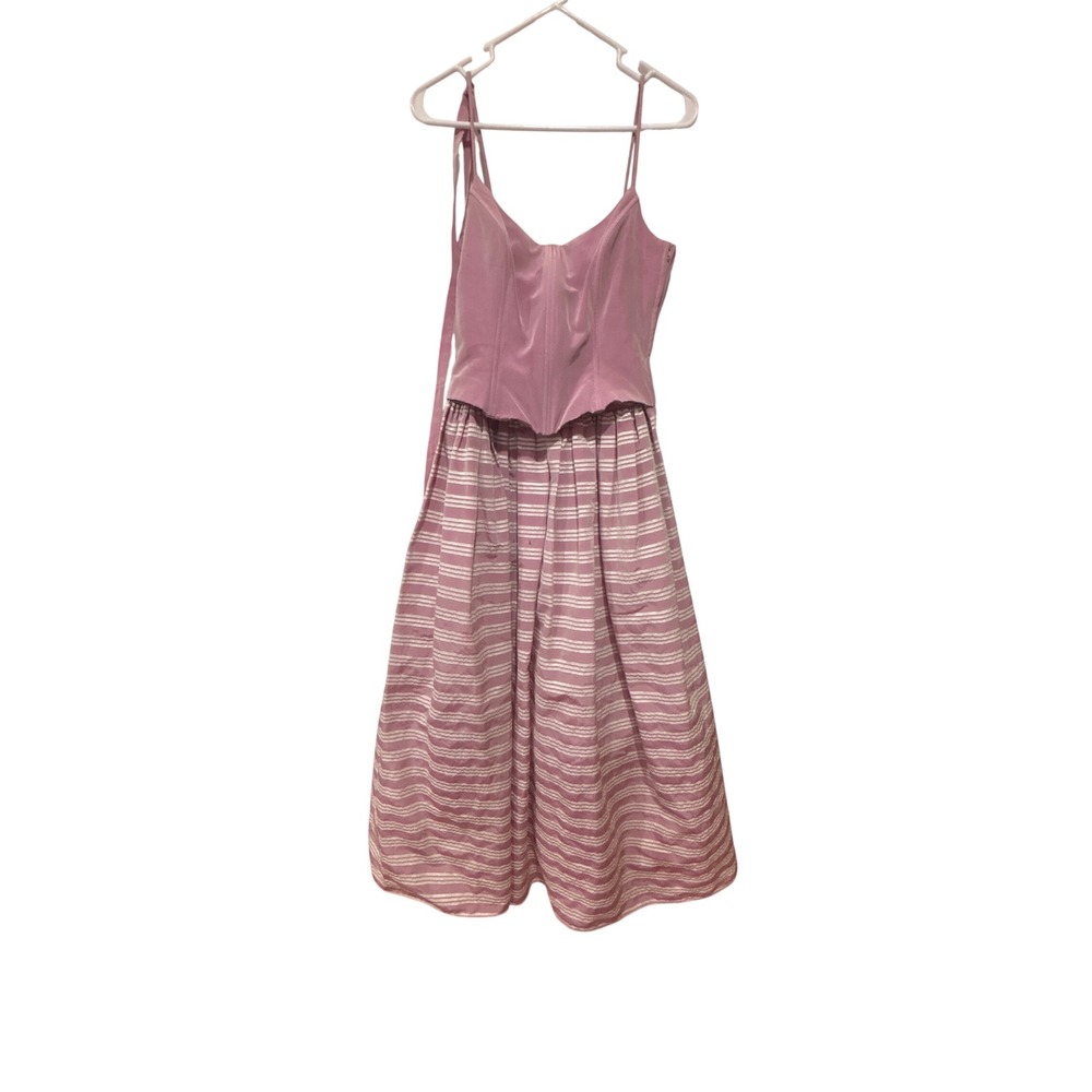 Vintage Jessica McClintock GS Millennium 2000 Pink Corset Striped Dress Small